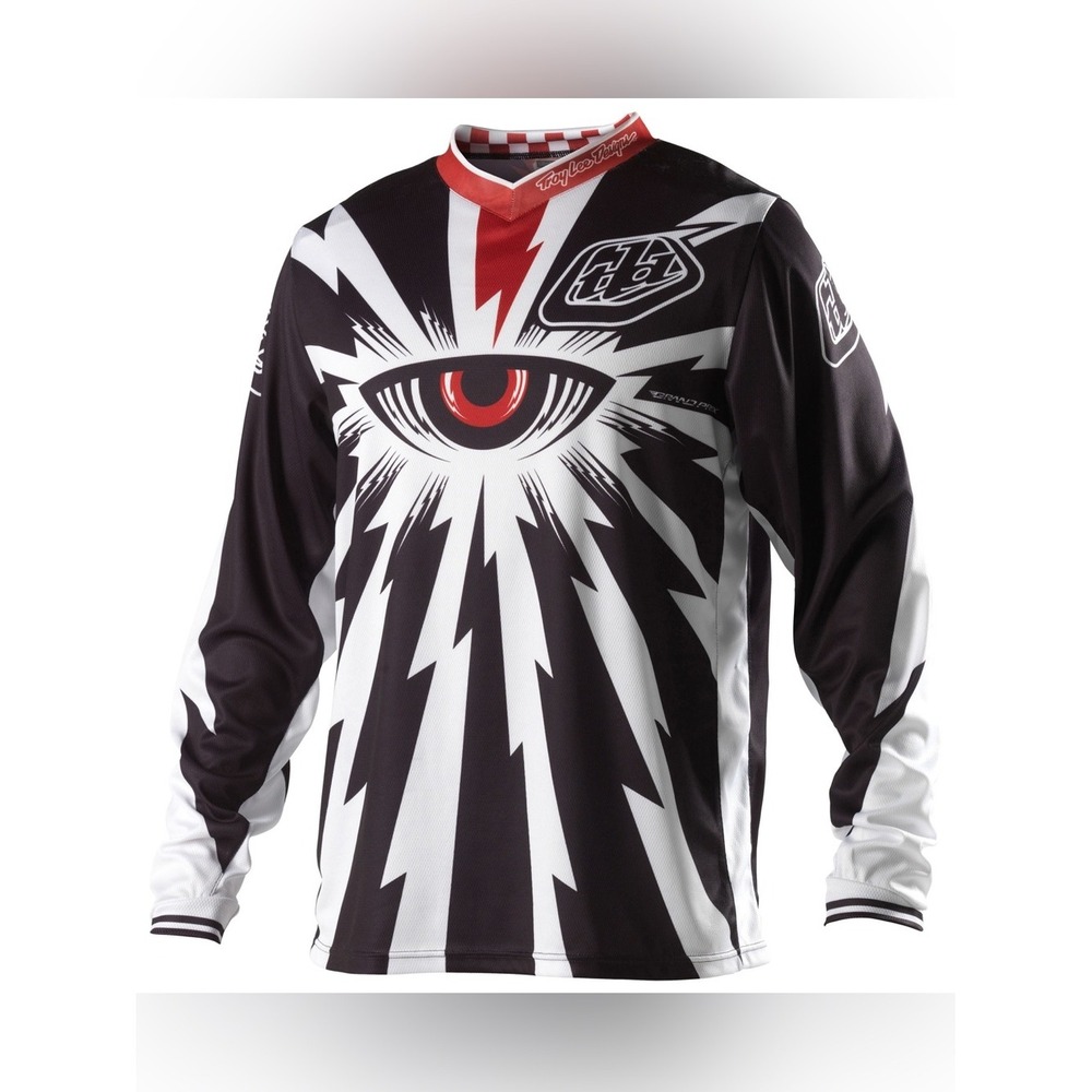 Troy Lee Designs GP Cyclops Jersey Black White Red Eye V-Neck Long Sleeve Riding
